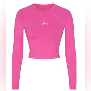 SKIMS NWT Limited Edition Embroidered Cotton Jersey Long Sleeve T-Shirt 2X